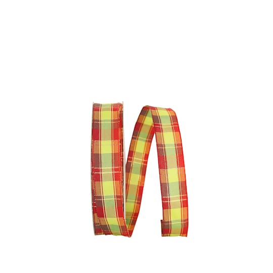 The Ribbon Roll Wired Cheerful Plaid Ribbon